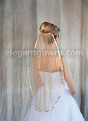 1 Tier Gold Wedding Veil 3/8" Gold Ribbon Edge 5-301-3R-G-G