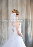 1 Tier Waist Length Veil 3/8" Lavender Ribbon Edge 5-301-3R-LV