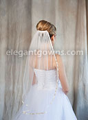 1 Tier Oyster Veil with 3/8" Oyster Ribbon Edge 5-301-3R-OY-OY