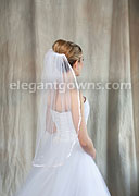 1 Tier Waist Length Veil With 3/8" Pink Ribbon Edge 5-301-3R-PK