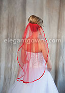 1 Tier Red Veil with 3/8" Red Ribbon Edge 5-301-3R-RD-RD