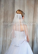 1 Tier Waist Length Veil With 3/8" Silver Ribbon Edge 5-301-3R-S