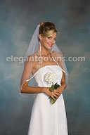 1 Tier Waist Length Veil With 3/8" Silver Ribbon Edge 5-301-3R-S