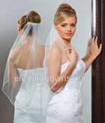 1 Tier Waist Length Soutache Edge Standard Wedding Veil 5-301-ST
