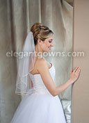 1 Tier Elbow Length Veil with Beige Rattail Edge 7-251-RT-BG