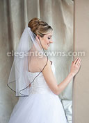 1 Tier Elbow Length Veil with Black Rattail Edge 7-251-RT-BK