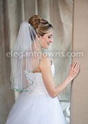 1 Tier Elbow Length Veil with Emerald Rattail Edge 7-251-RT-EM