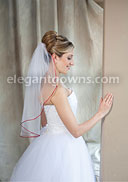 1 Tier Elbow Length Veil with Garnet Rattail Edge 7-251-RT-GT