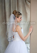 1 Tier Elbow Length Veil with Navy Blue Rattail Edge 7-251-RT-NB