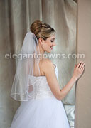 1 Tier Elbow Length Veil with Pink Rattail Edge 7-251-RT-PK
