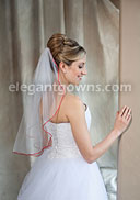 1 Tier Elbow Length Veil with Red Rattail Edge 7-251-RT-RD