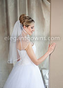 1 Tier Elbow Length Veil White/Gold Rattail Edge 7-251-RT-WG