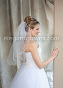 1 Tier Elbow Length Veil White/Silver Rattail Edge 7-251-RT-WS