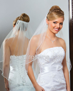 1 Tier Waist Length Rhinestone Edge Wedding Veil 7-301-RS