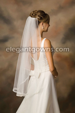 1 Tier Fingertip Length 5/8" Sheer Ribbon Wedding Veil 7-361-SR