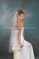 1 Tier Knee Length Veil with Garnet Rattail Edge 7-451-RT-GRT