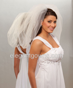 1 Tier Elbow Length Bubble Cut Wedding Veil 72" Wide B7-25