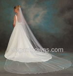 1 Tier Cathedral #1 Length 1/8" Ribbon Wedding Veil C1-1201-1R