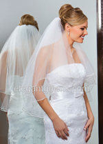 2 Tier Waist Length Pearl Edge Circular Cut Bridal Veil C1-302-P