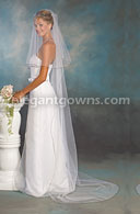 2 Tier Chapel Length Veil with Black Pencil Edge C5-902-C-BLK