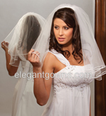 2 Tier Elbow Length 1/8" Ribbon Edge Wedding Veil C7-252-1R-RS