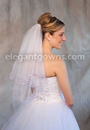 2Tier Elbow Length Veil 1/8" Victorian Lilac Ribbon C7-252-1R-VL