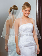 1Tier Waist Length Soutache Edge Circular Wedding Veil C7-301-ST