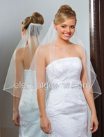 1Tier Waist Length Soutache Edge Circular Wedding Veil C7-301-ST
