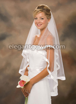 2Tier Fingertip Length 7/8" Ribbon Edge Wedding Veil C7-362-7R-P