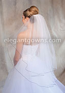 2 Tier Fingertip Length Veil with Black Corded Edge C7-362-C-BK