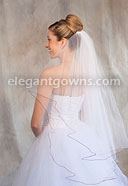 2 Tier Fingertip Length Veil Garnet Corded Edge C7-362-C-GT