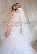 2 Tier Fingertip Length Veil Red Corded Edge C7-362-C-RD 2 Tier Fingertip Length Veil Red Corded Edge C7-362-C-RD