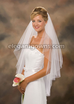 2 Tier Fingertip Length Cut Edge Circular Cut Veil C7-362-CT