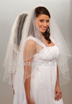 2 Tier Fingertip Length Pearl Edge Wedding Veil C7-362-P