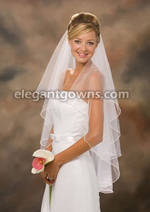 2 Tier Fingertip Length Pearl Edge Wedding Veil C7-362-P