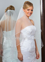 2 Tier Fingertip Length Soutache Edge Circular Veil C7-362-ST