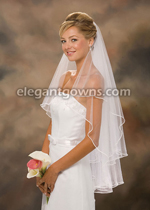 2 Tier Fingertip Length Soutache Edge Circular Veil C7-362-ST