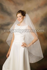 2 Tier Knee Length Cut Edge Circular Cut Wedding Veil C7-452-CT