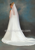 1 Tier Floor Length Chiffon Wedding Veil CH-721-3R