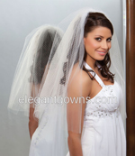 2 Tier French Illusion Elbow Length Wedding Veil QR7-252-CT