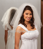 2 Tier Shoulder Length Corded Edge Wedding Veil S1-202-C