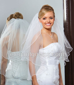 2 Tier Waist Length Soutache Edge Wedding Veil S1-302-ST