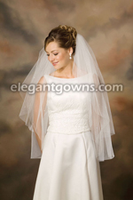 2 Tier Fingertip Length Cut Edge Standard Cut Veil S1-362-CT-P