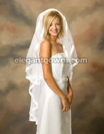 2 Tier Knee Length 7/8" Ribbon Edge Wedding Veil S1-452-7R