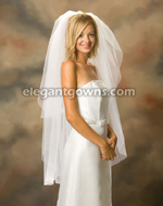 2 Tier Knee Length Cut Edge Standard Cut Wedding Veil S1-452-CT
