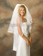 2 Tier Knee Length 5/8" Ribbon Edge Wedding Veil S1-452-SR