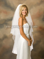 2 Tier Knee Length Soutache Edge Wedding Veil S1-452-ST-P
