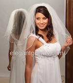 2 Tier Waist Length Rattail Edge Wedding Veil S7-302-RT