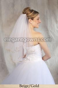 Beige Colored 1/8 Ribbon Edge Wedding Veil