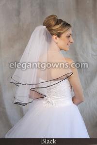 Black Colored 1/8 Ribbon Edge Wedding Veil